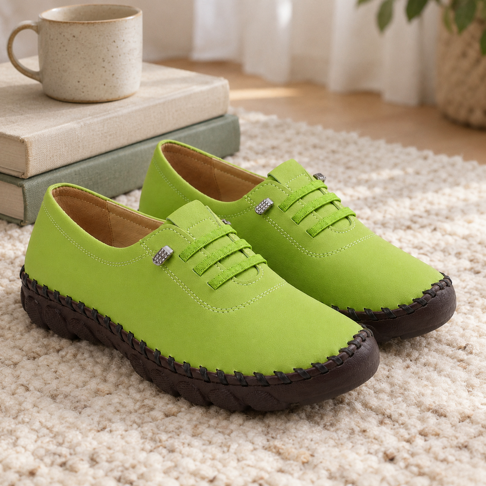 Modena Orthopedic Flats - Apple Green - styled