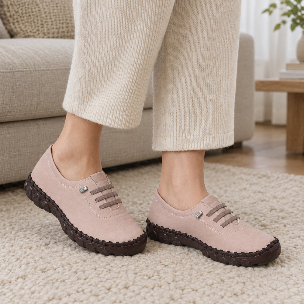 Modena Orthopedic Flats - Blush - on foot