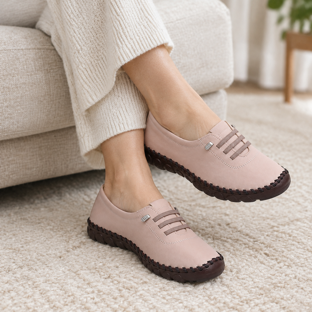 Modena Orthopedic Flats - Blush - on foot side