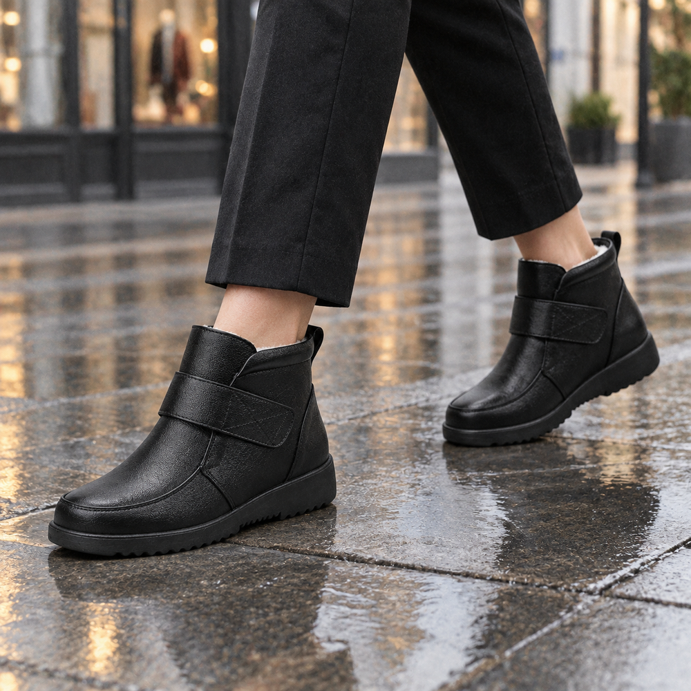 Monza Orthopedic Ankle Boots - Black - on foot