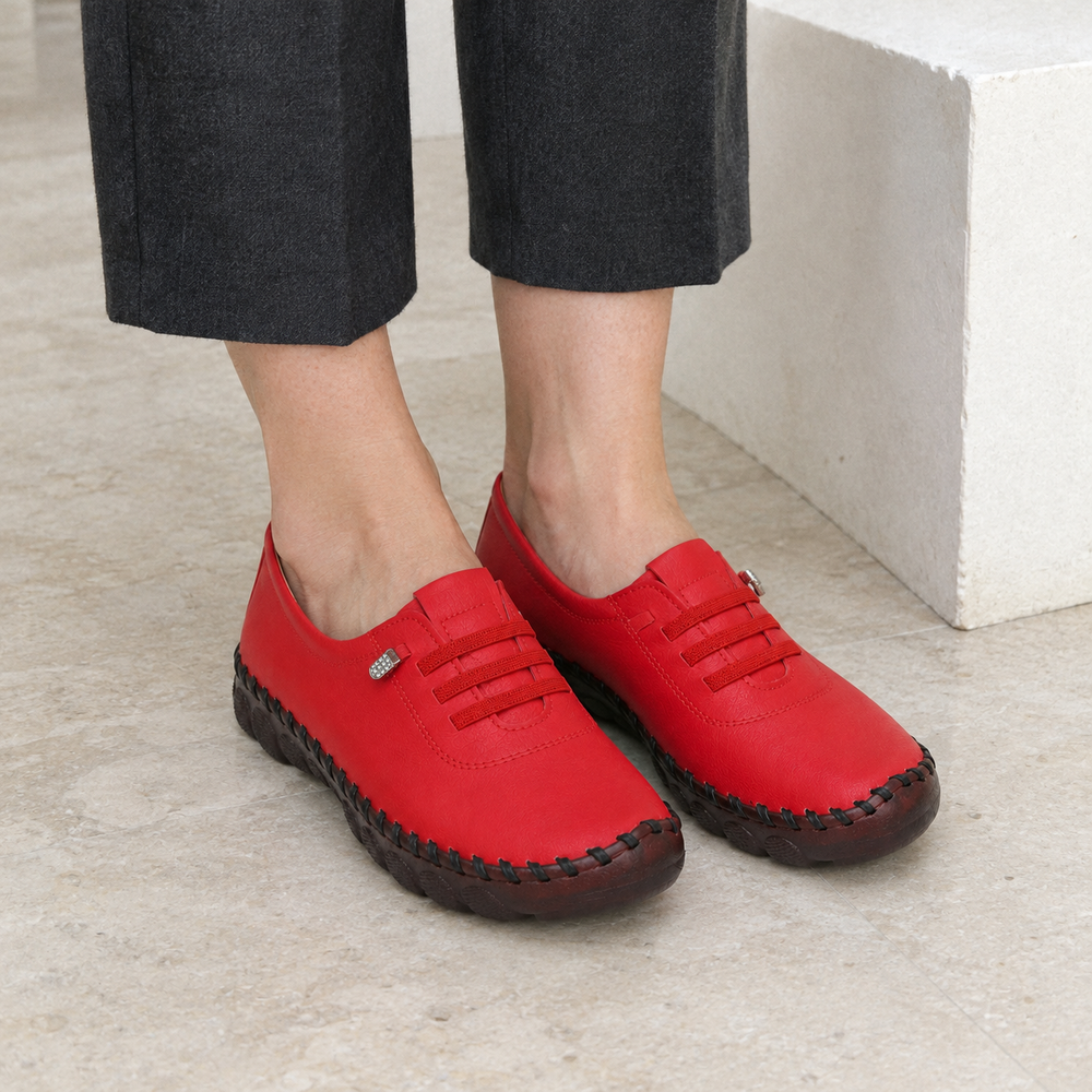Padova Orthopedic Flats - Red - on foot side