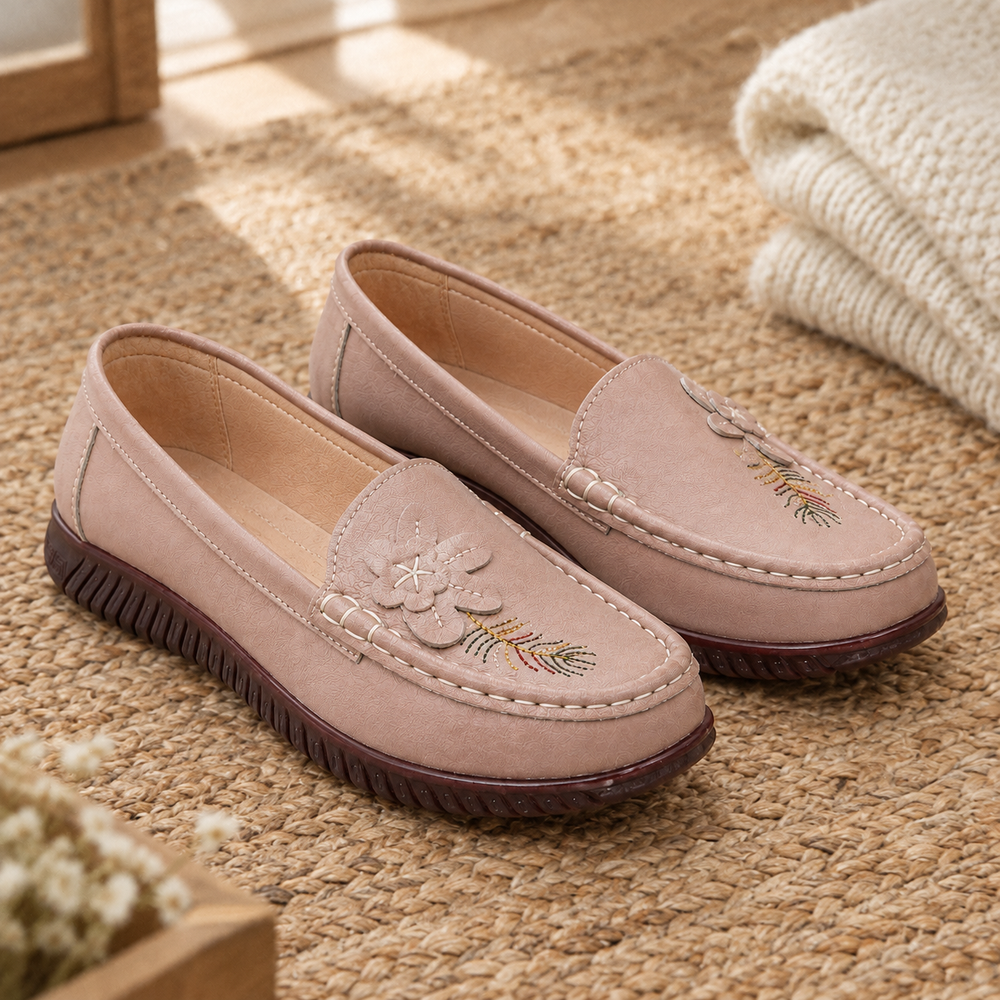 Pavia Orthopedic Flats - Apricot - styled
