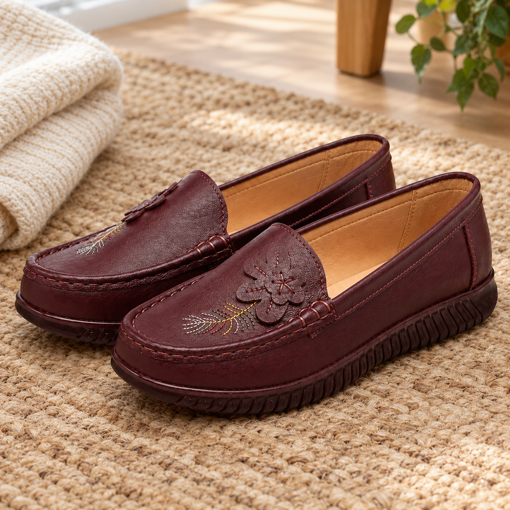 Pavia Orthopedic Flats - Wine - styled