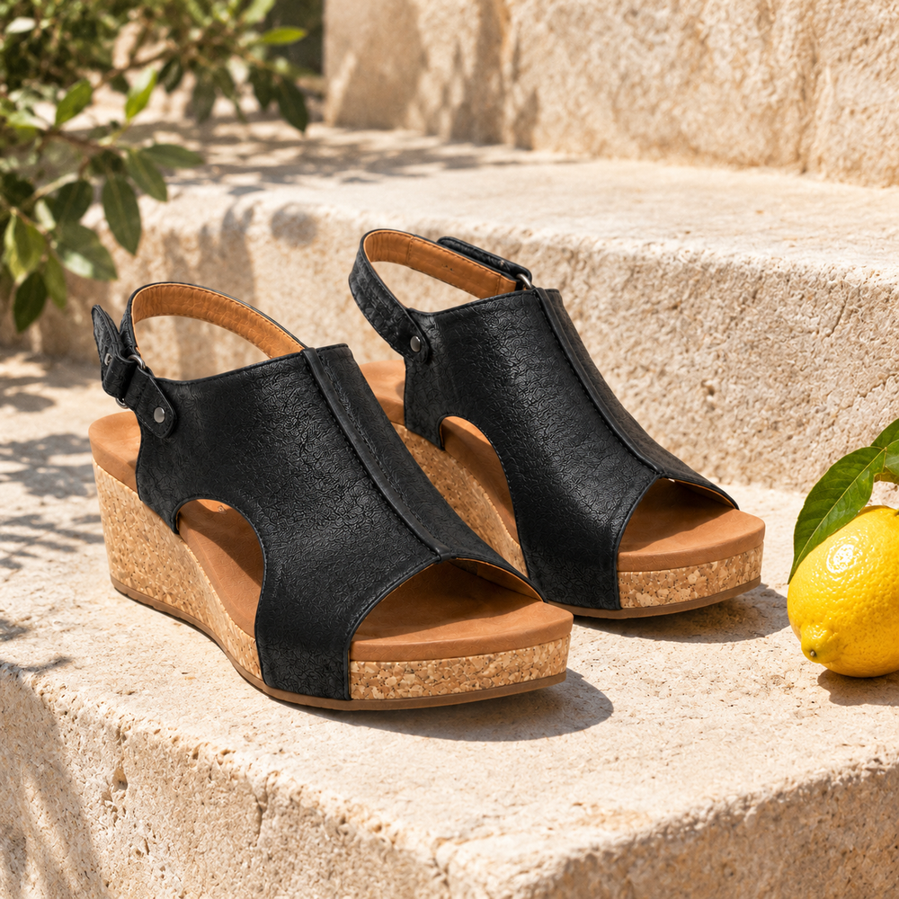 The Ravello Orthopedic Sandals - Black - styled