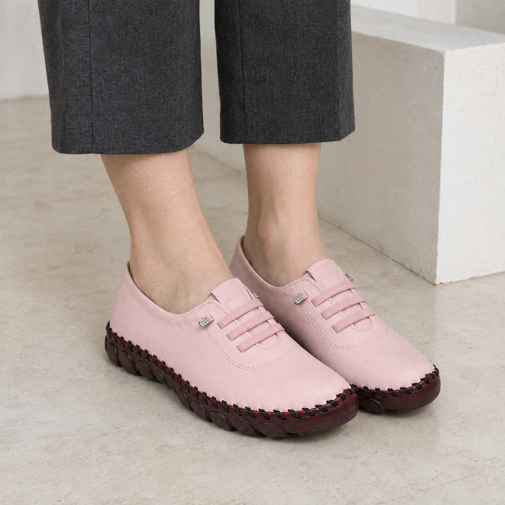 Ravenna Orthopedic Flats - Pink - on foot side