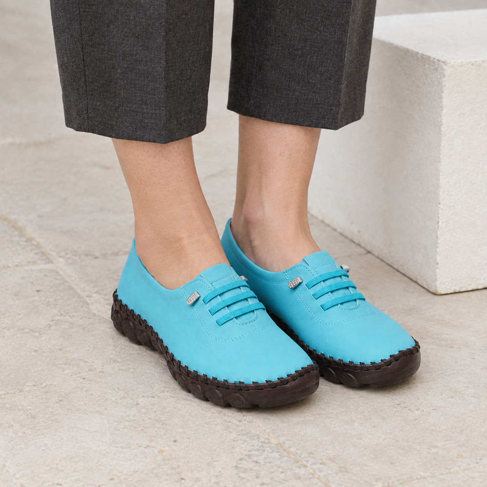 Ravenna Orthopedic Flats - Teal - on foot side
