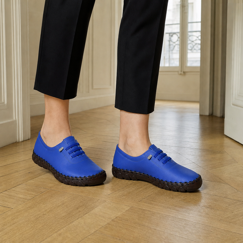 Rimini Orthopedic Flats - Blue - on foot