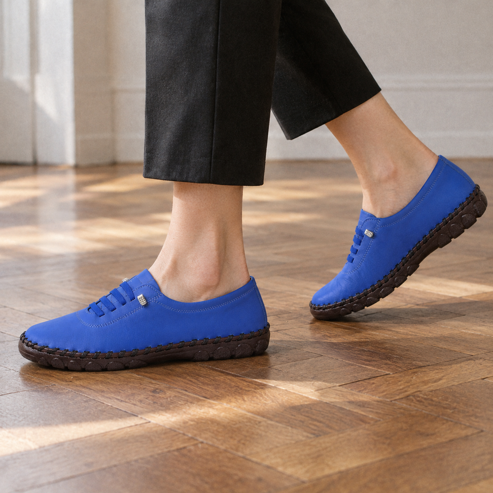 Rimini Orthopedic Flats - Blue - on foot side