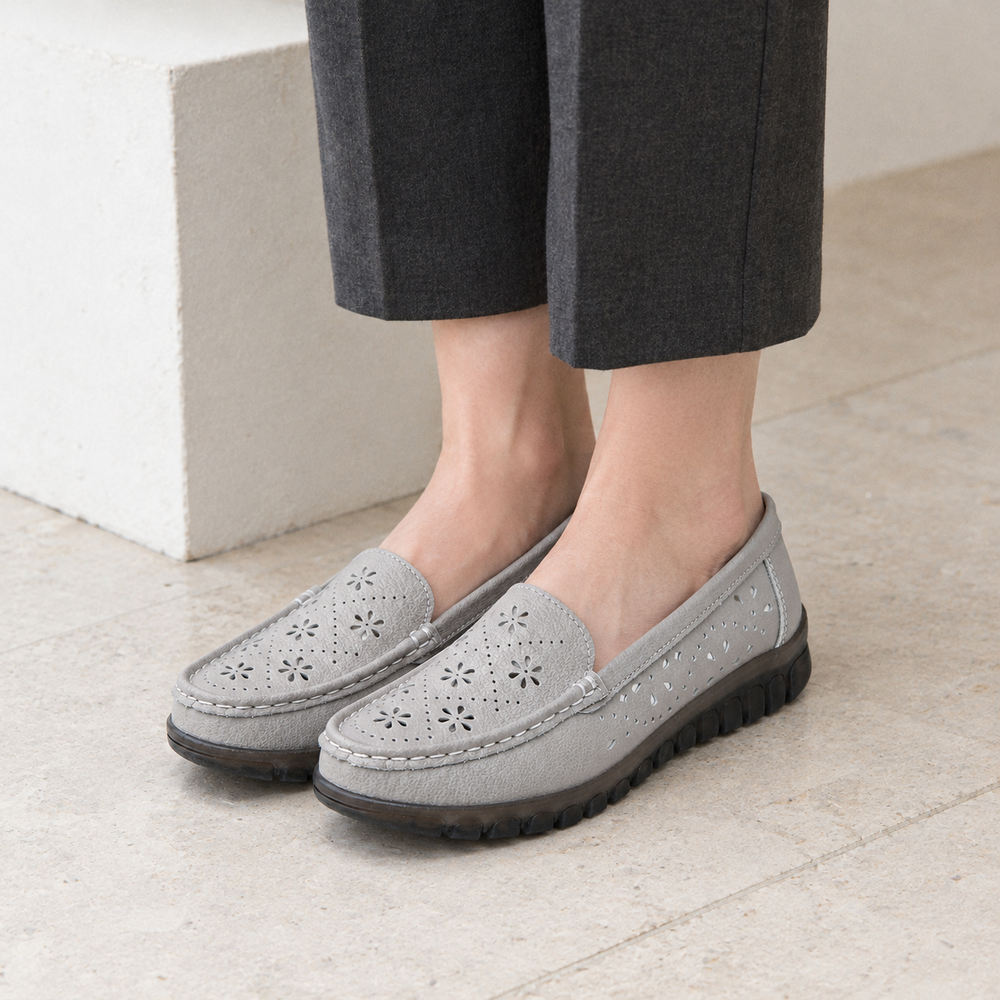 Salerno Orthopedic Loafers - Grey - on foot side