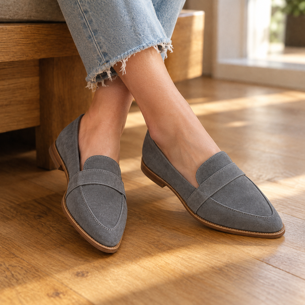 The Siena Orthopedic Loafers - Grey - on foot side