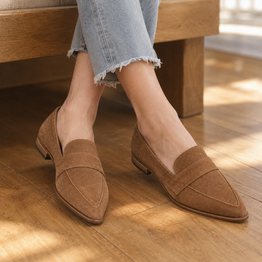 The Siena Orthopedic Loafers - Tan - on foot side
