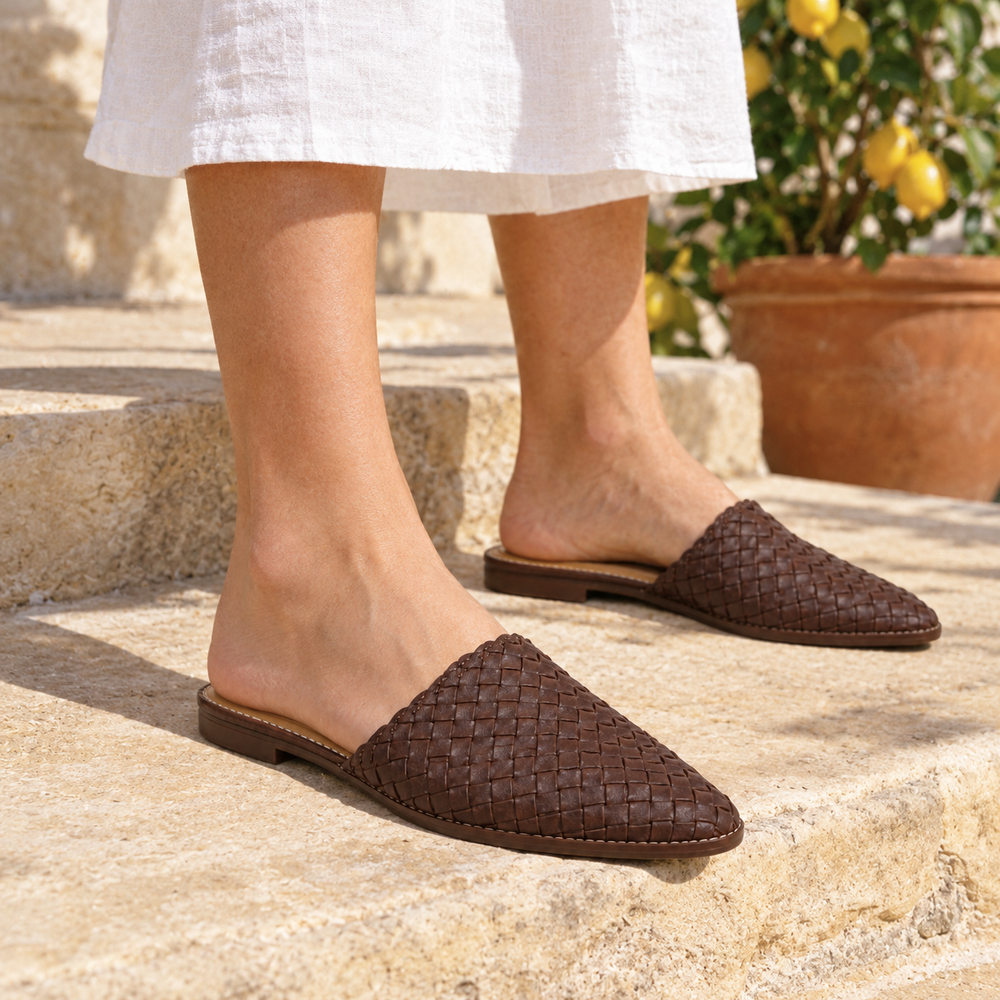 The Taormina Orthopedic Sandals - Chocolate - on foot side