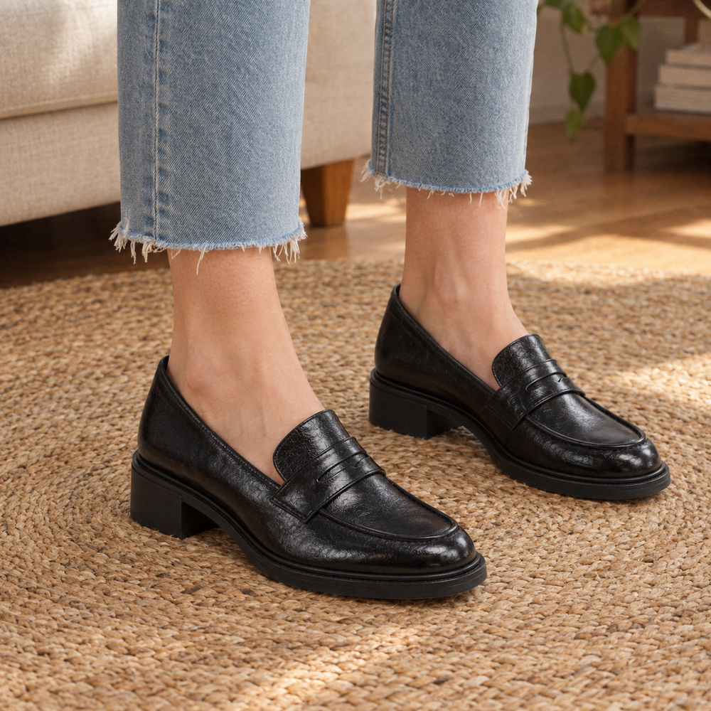 Torino Orthopedic Loafers - Black - on foot