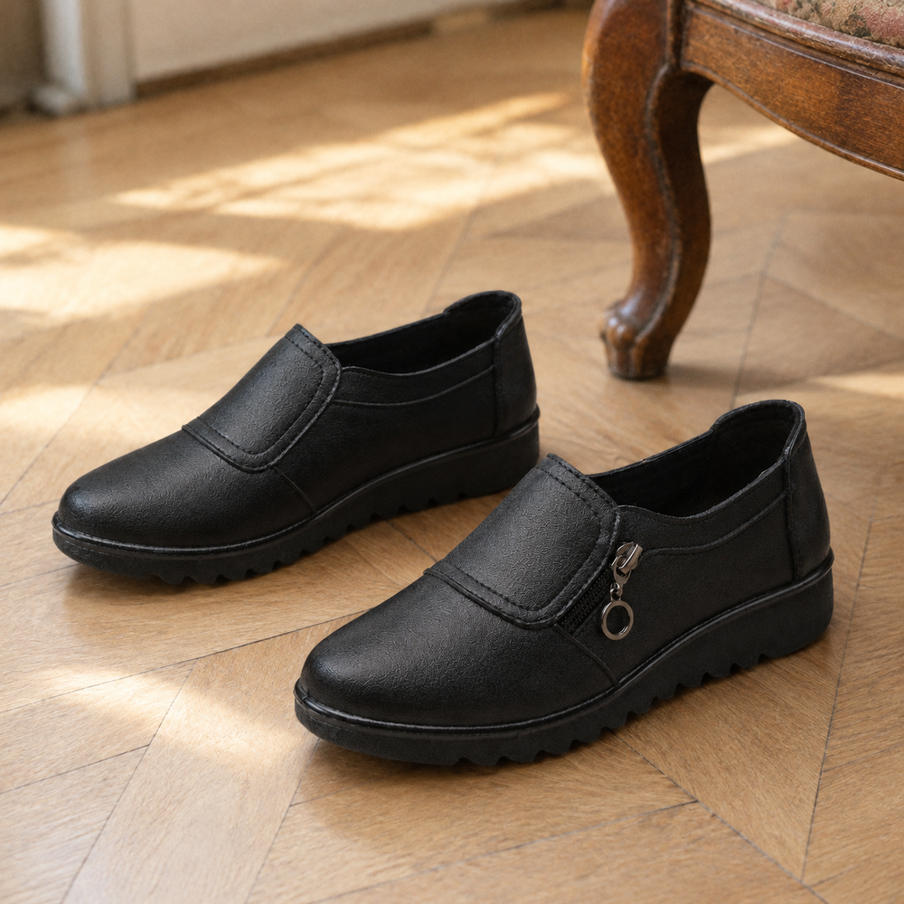 Trapani Orthopedic Flats - Black - styled