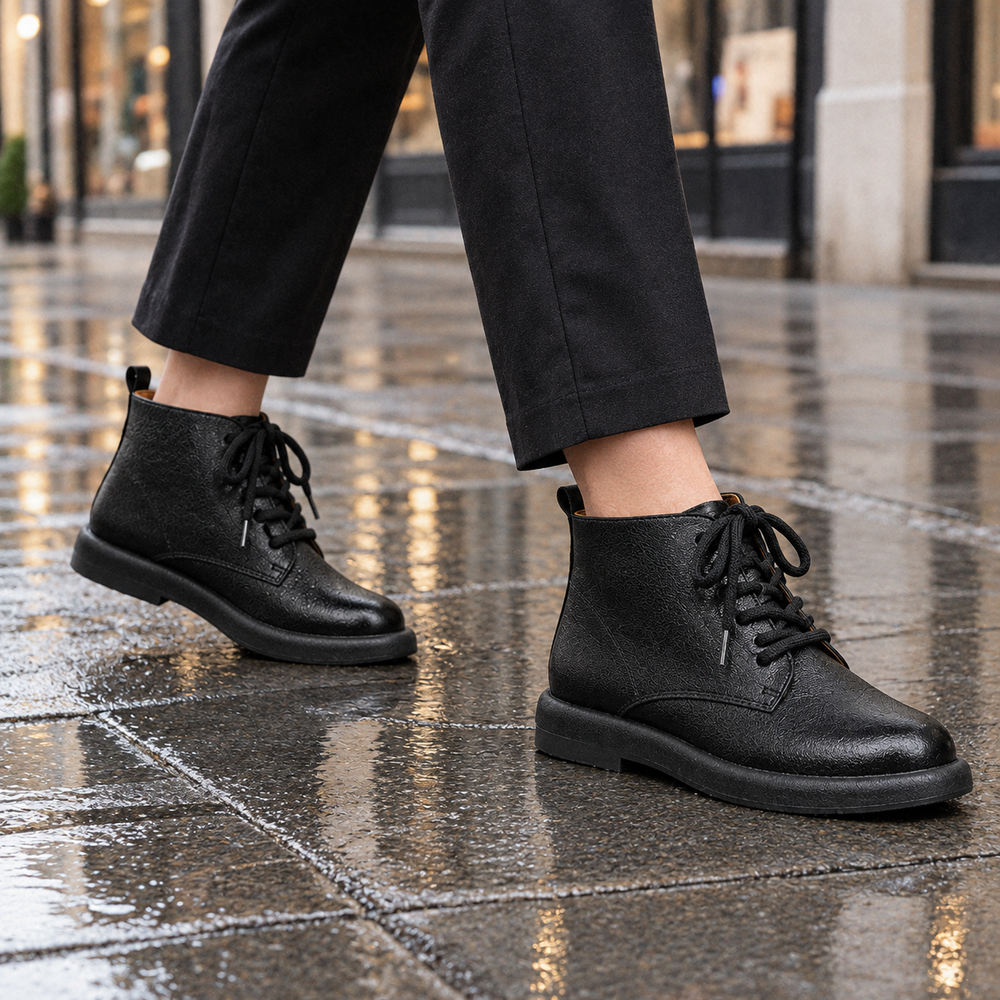 Treviso Orthopedic Ankle Boots - Black - on foot