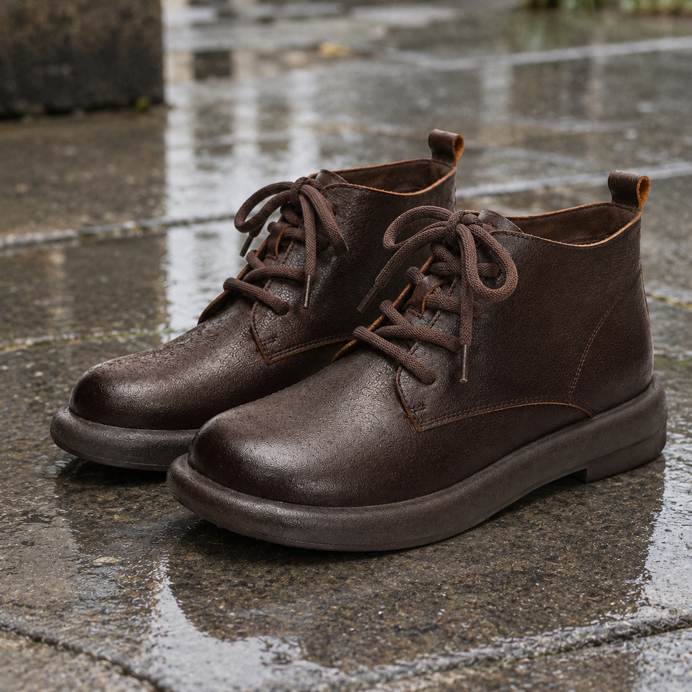 Treviso Orthopedic Ankle Boots - Brown Velvet - styled