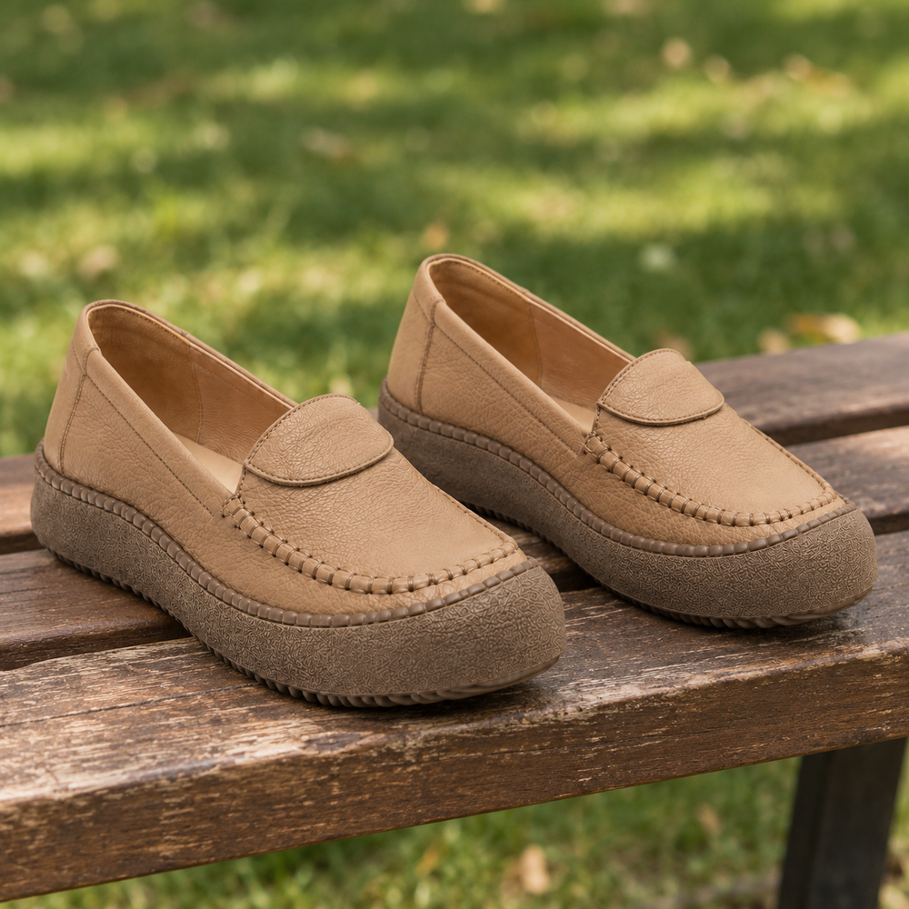 Trieste Orthopedic Comfort Shoes - Apricot - styled