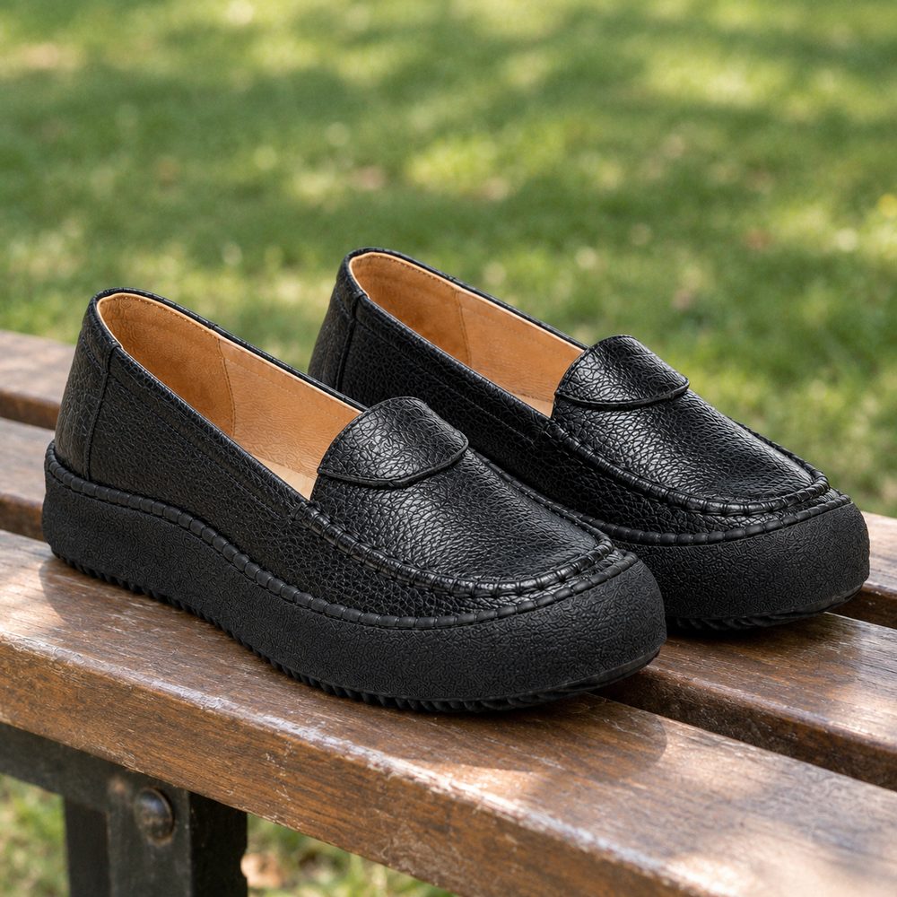 Trieste Orthopedic Comfort Shoes - Black - styled