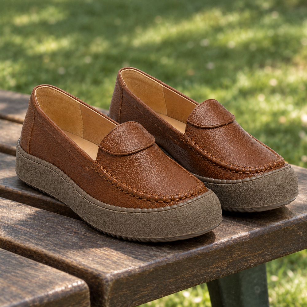 Trieste Orthopedic Comfort Shoes - Brown - styled