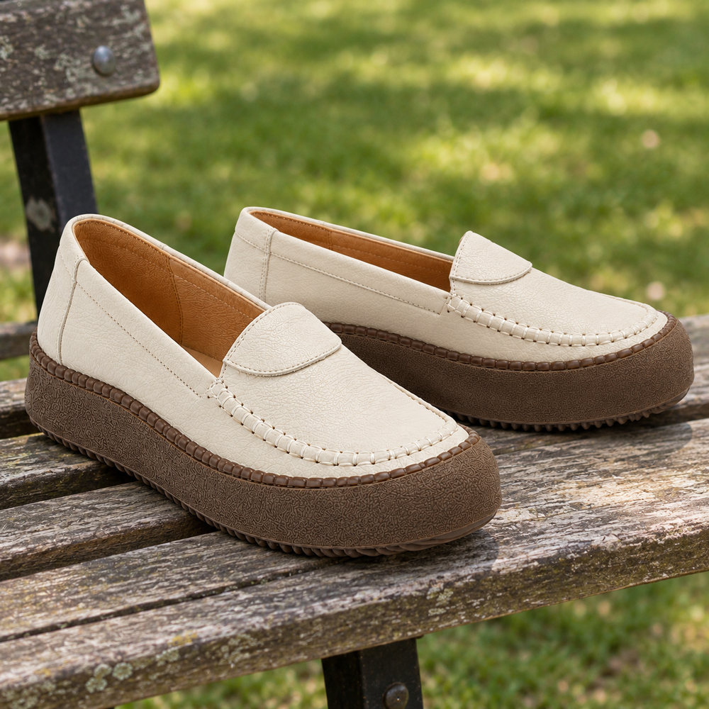 Trieste Orthopedic Comfort Shoes - Off-White - styled