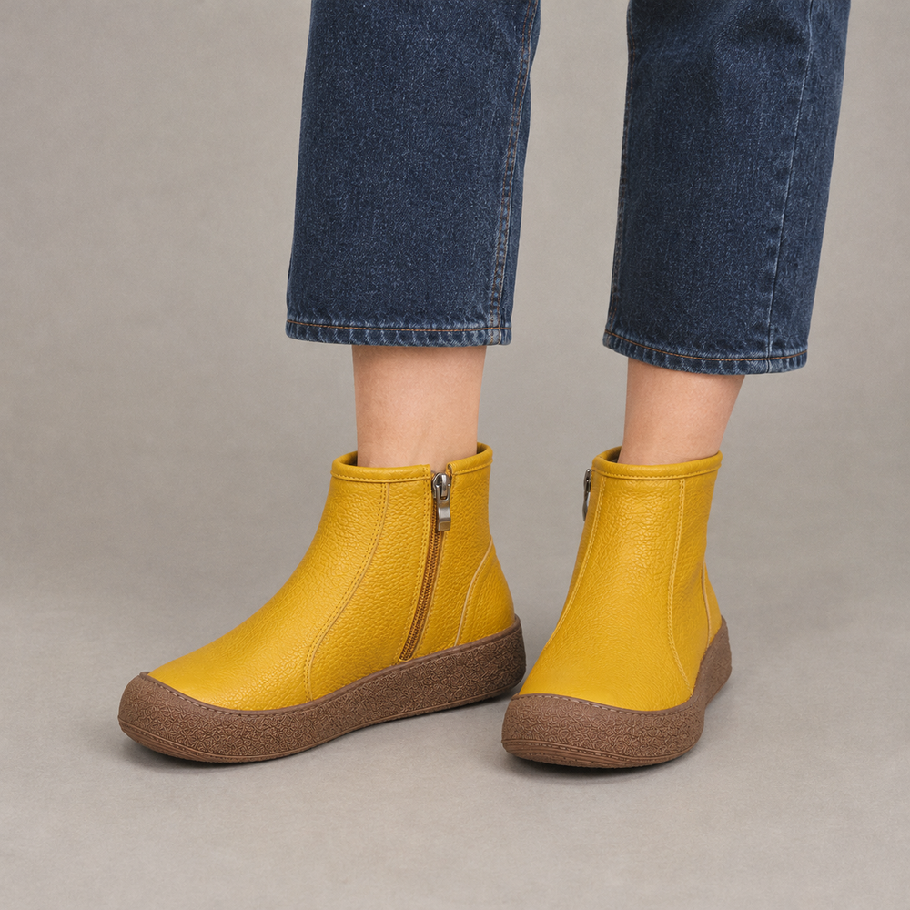 Viterbo Orthopedic Ankle Boots - Yellow - on foot side