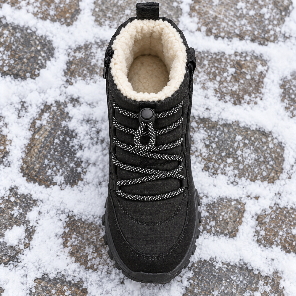 Ascoli Snow Boots in Black (inside view)