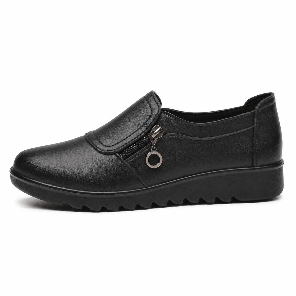 Trapani Orthopedic Flats - Black - side view