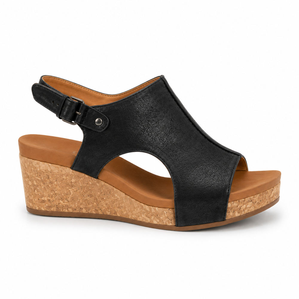The Ravello Orthopedic Sandals - Black - side view