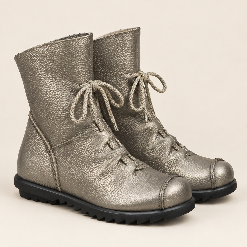Cortona Lace-Up Boots in Pewter
