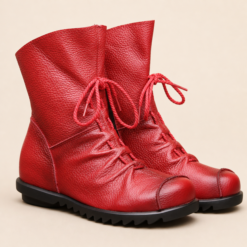 Cortona Lace-Up Boots in Red