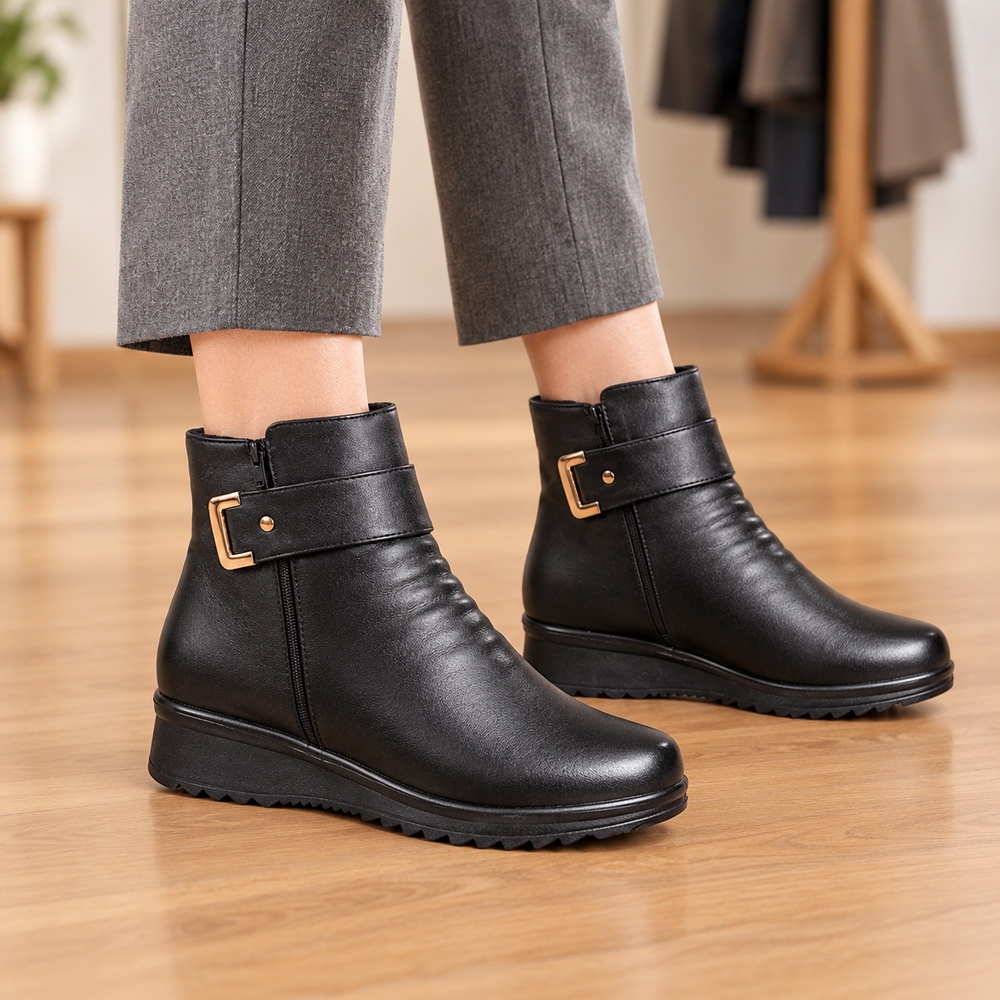 Trevi Orthopedic Ankle Boots in Black (on foot)