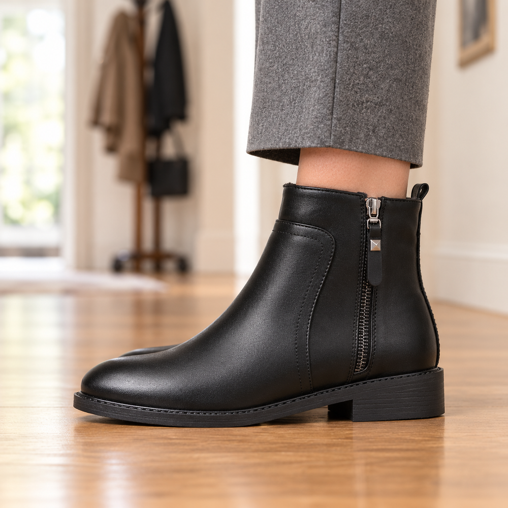 Narni Orthopedic Ankle Boots in Black (side view)