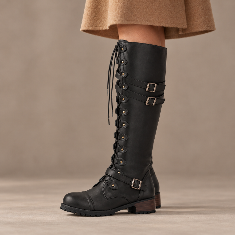 Pistoia Riding Boots in Black (side view)