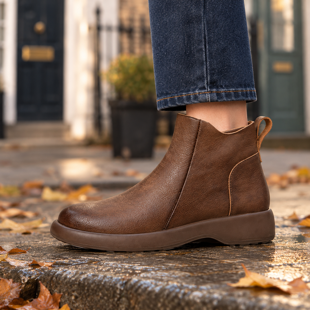 Montepulciano Ankle Boots in Walnut (side view)