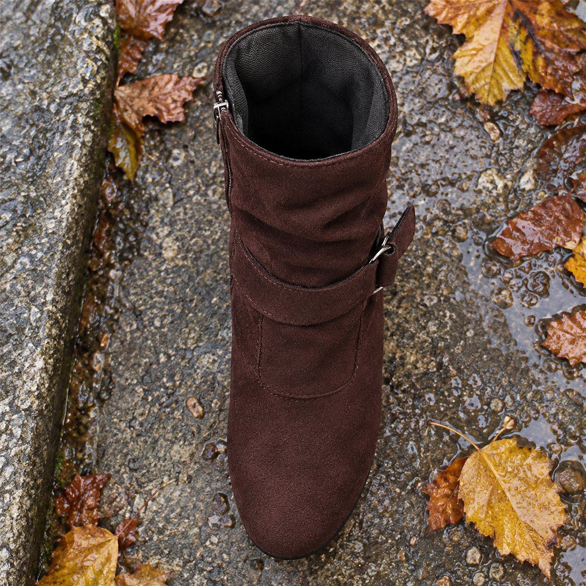Amelia Ankle Boots in Chocolate (inside view)