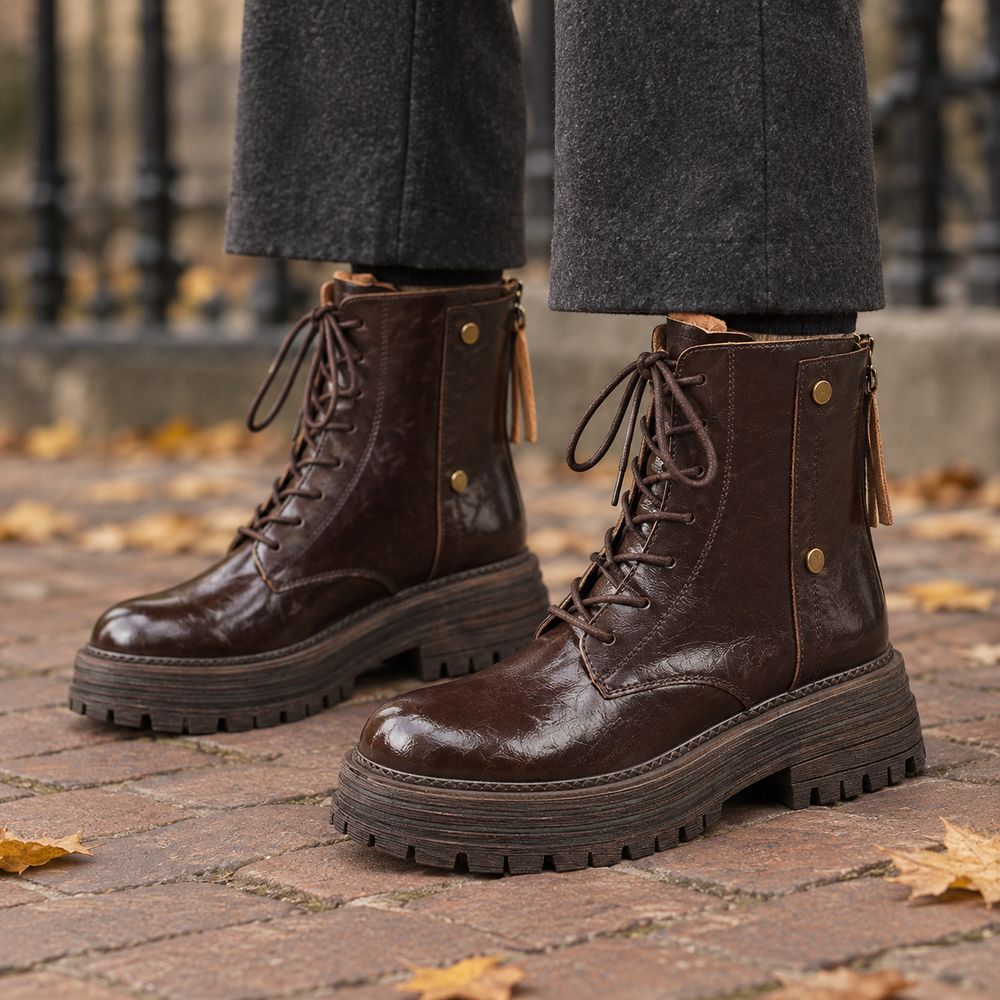 Empoli Lace-Up Boots in Espresso (on foot)