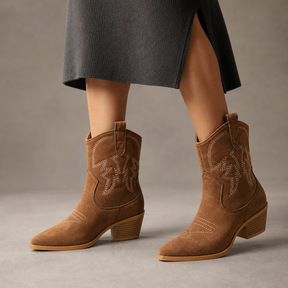 Massa Western Boots in Saddle Brown (on foot)
