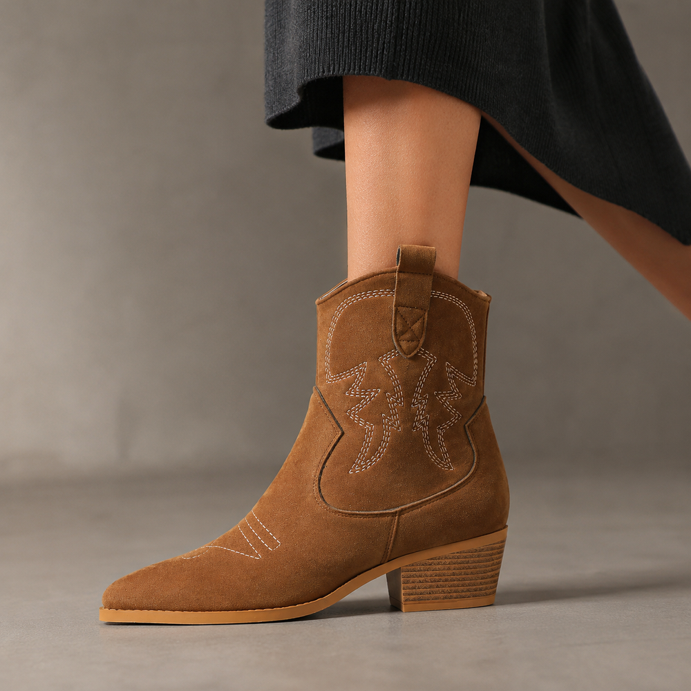Massa Western Boots in Saddle Brown (side view)