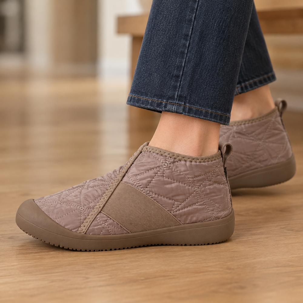 Ortisei Orthopedic Ankle Booties in Taupe (on foot)