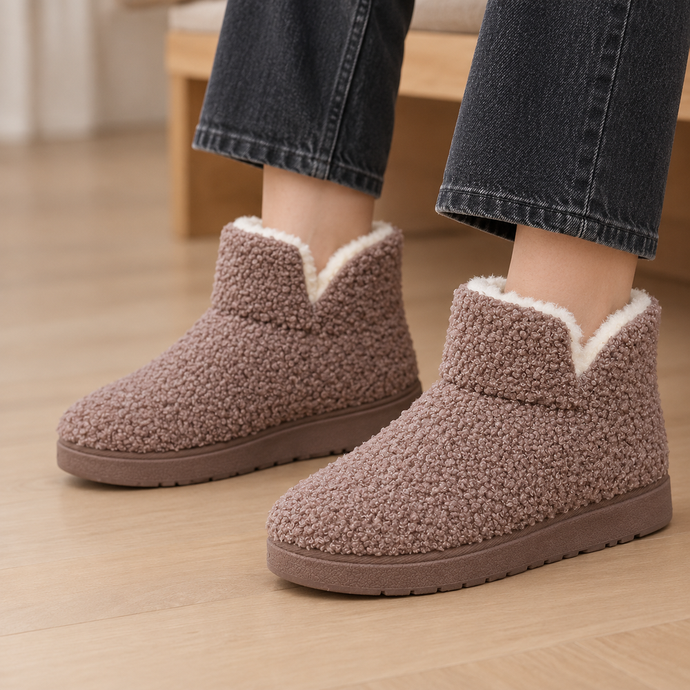 Belluno Orthopedic Ankle Booties in Mushroom (on foot)