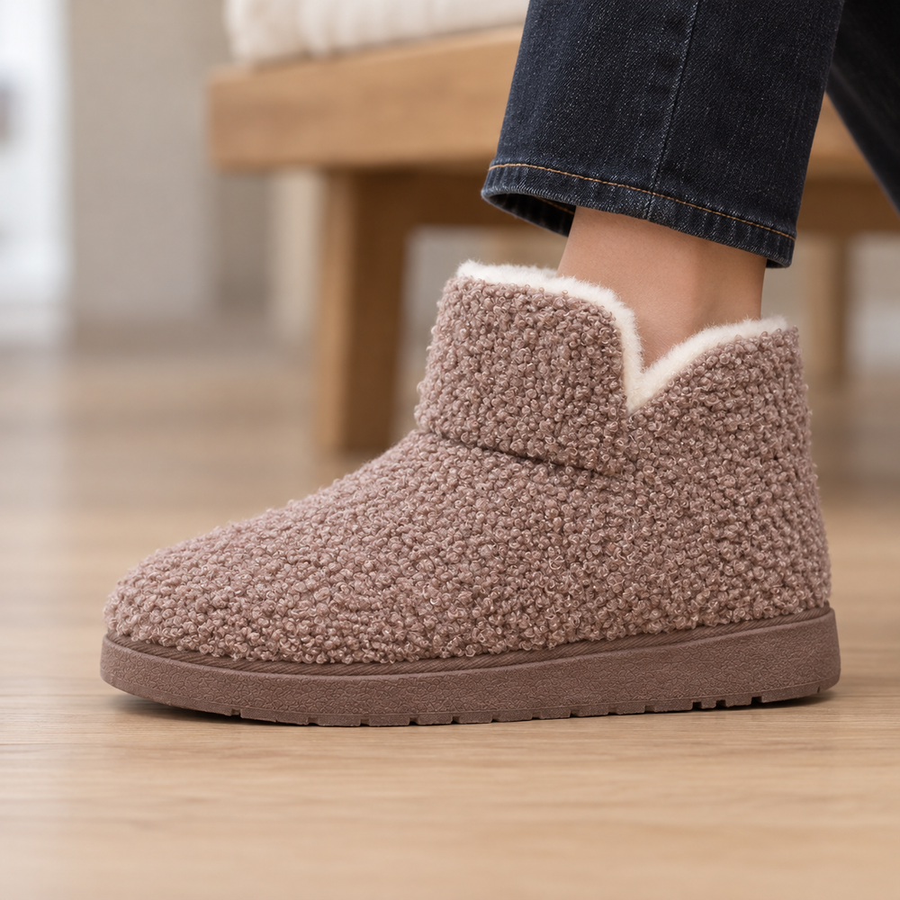Belluno Orthopedic Ankle Booties in Mushroom (side view)