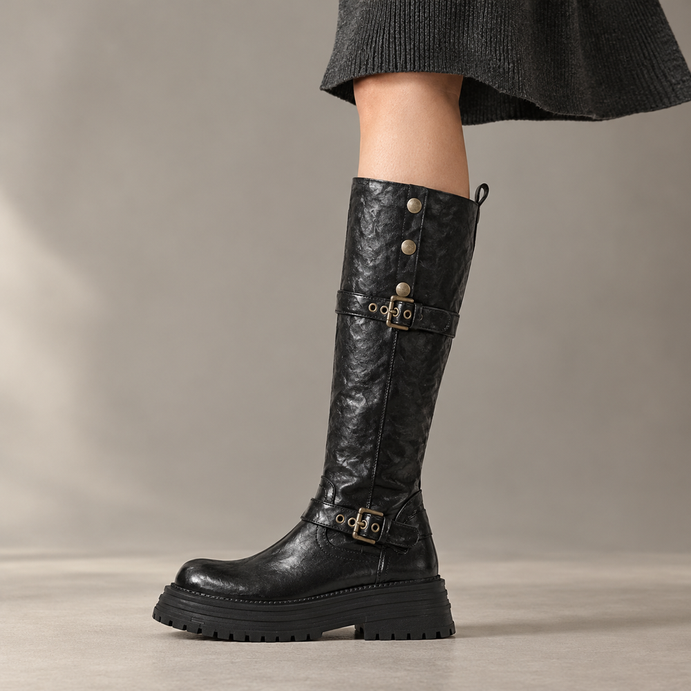 Lucca Riding Boots in Black (side view)