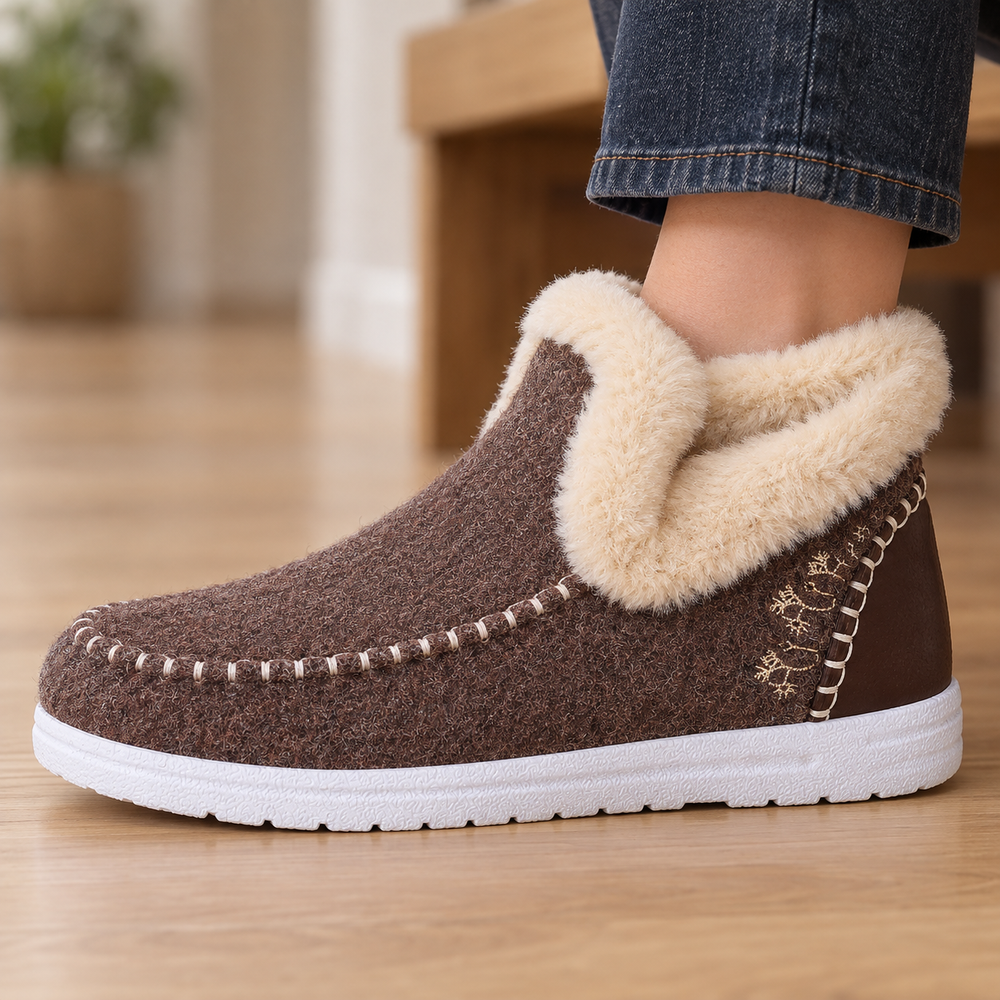 Scanno Orthopedic Moccasins in Chocolate (side view)
