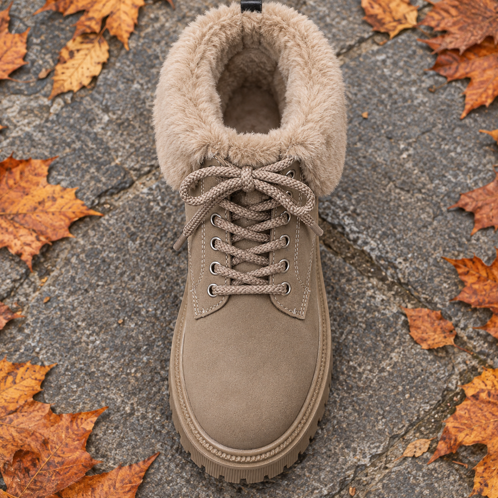 Radda Lace-Up Boots in Taupe (inside view)