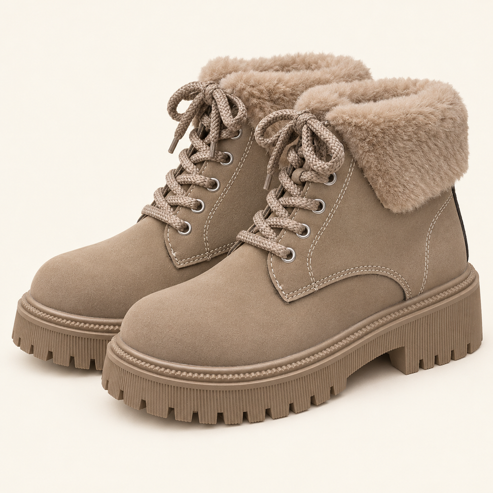 Radda Lace-Up Boots in Taupe