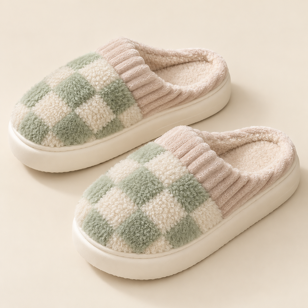 Dobbiaco Slippers in Sage Check