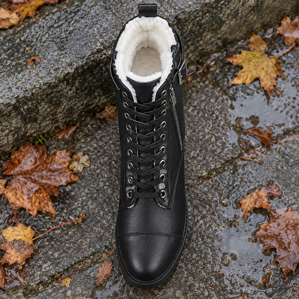 Poppi Lace-Up Boots in Black (inside view)