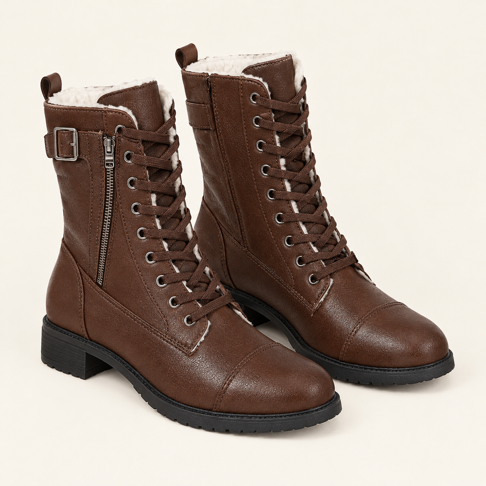 Poppi Lace-Up Boots in Chocolate