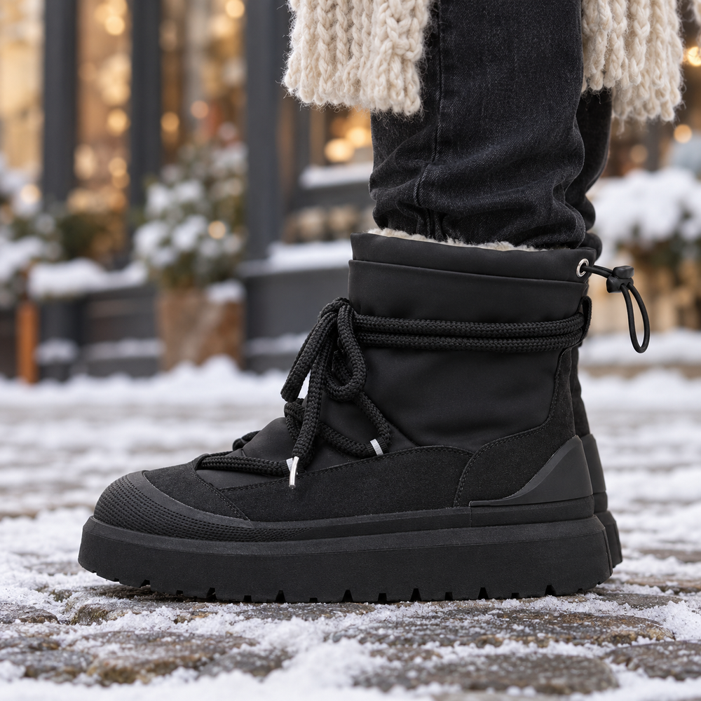 Matera Snow Boots in Black (side view)