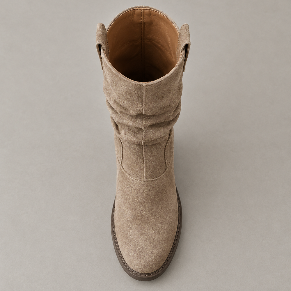 Barga Slouch Boots in Taupe (inside view)